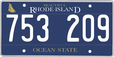 RI license plate 753209