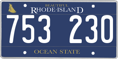 RI license plate 753230