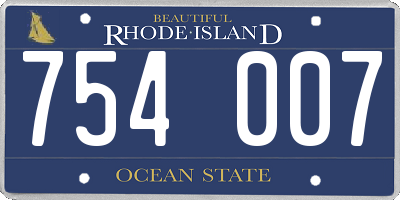 RI license plate 754007