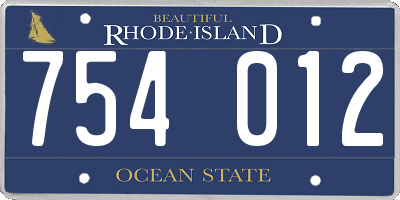RI license plate 754012