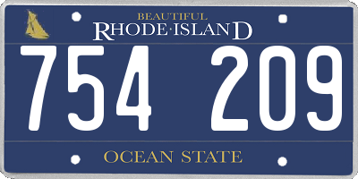 RI license plate 754209