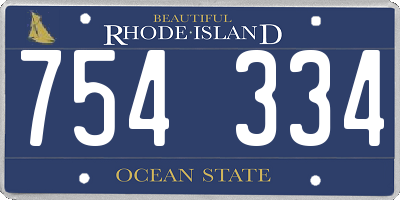RI license plate 754334