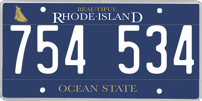 RI license plate 754534