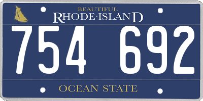 RI license plate 754692