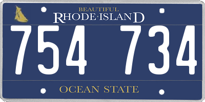 RI license plate 754734