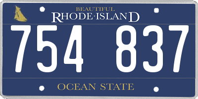 RI license plate 754837