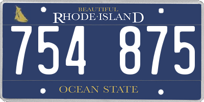RI license plate 754875