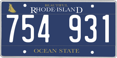 RI license plate 754931