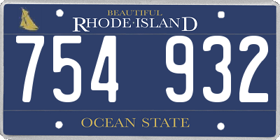 RI license plate 754932