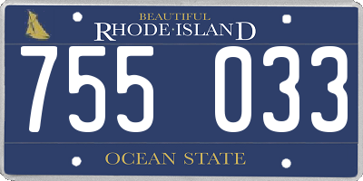 RI license plate 755033