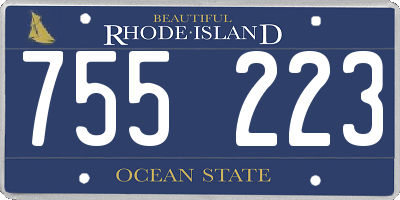 RI license plate 755223