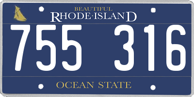 RI license plate 755316