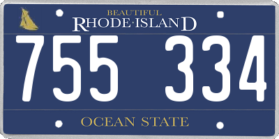 RI license plate 755334