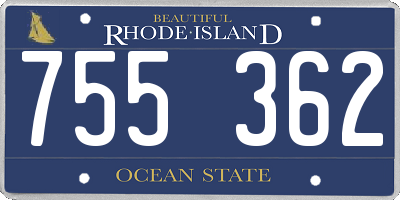 RI license plate 755362