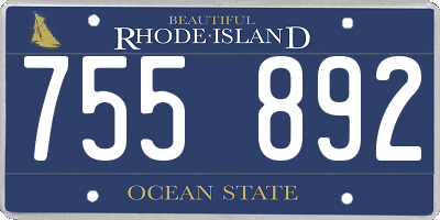 RI license plate 755892