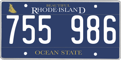 RI license plate 755986