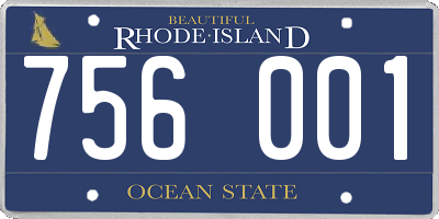 RI license plate 756001