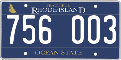 RI license plate 756003