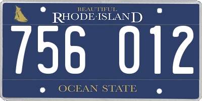 RI license plate 756012