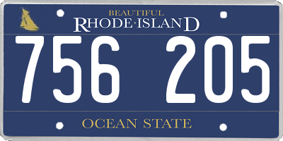 RI license plate 756205