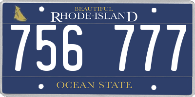 RI license plate 756777
