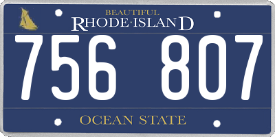 RI license plate 756807