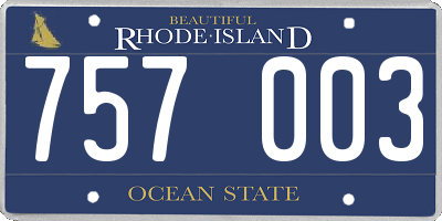 RI license plate 757003