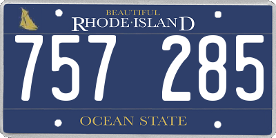 RI license plate 757285