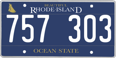 RI license plate 757303