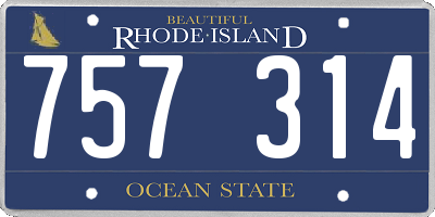 RI license plate 757314