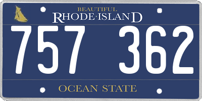 RI license plate 757362
