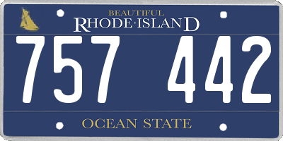 RI license plate 757442