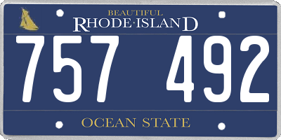 RI license plate 757492