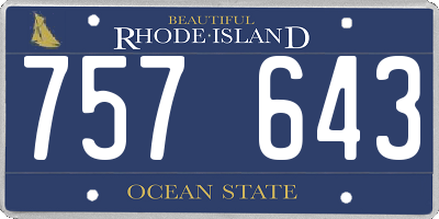 RI license plate 757643