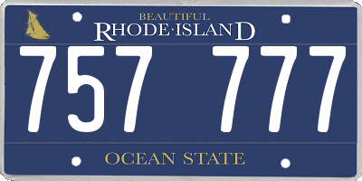 RI license plate 757777