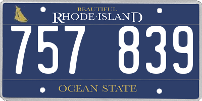 RI license plate 757839
