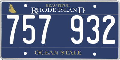 RI license plate 757932