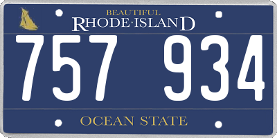 RI license plate 757934