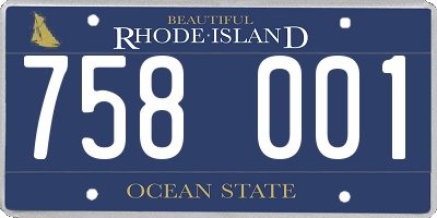 RI license plate 758001