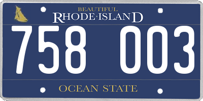 RI license plate 758003