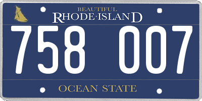 RI license plate 758007
