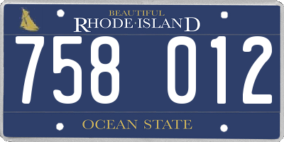 RI license plate 758012