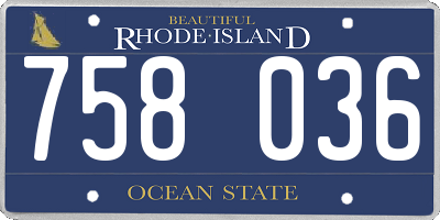 RI license plate 758036