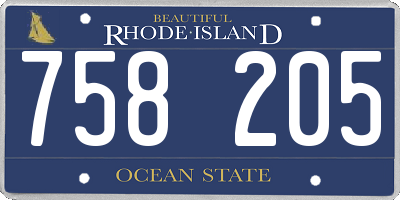 RI license plate 758205