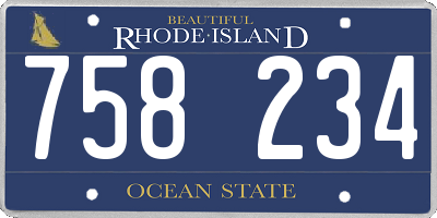 RI license plate 758234