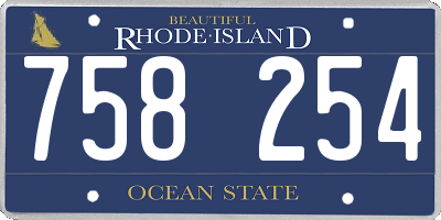 RI license plate 758254