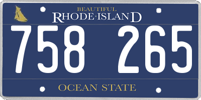RI license plate 758265