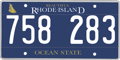 RI license plate 758283