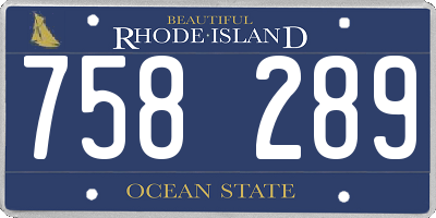 RI license plate 758289
