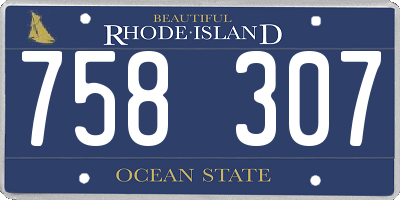 RI license plate 758307